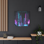 Neon Utopia Cyberpunk Cityscape, Matte Canvas