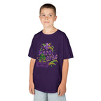 Kids Mardi Gras T-Shirt — Purple & Green Mask Design