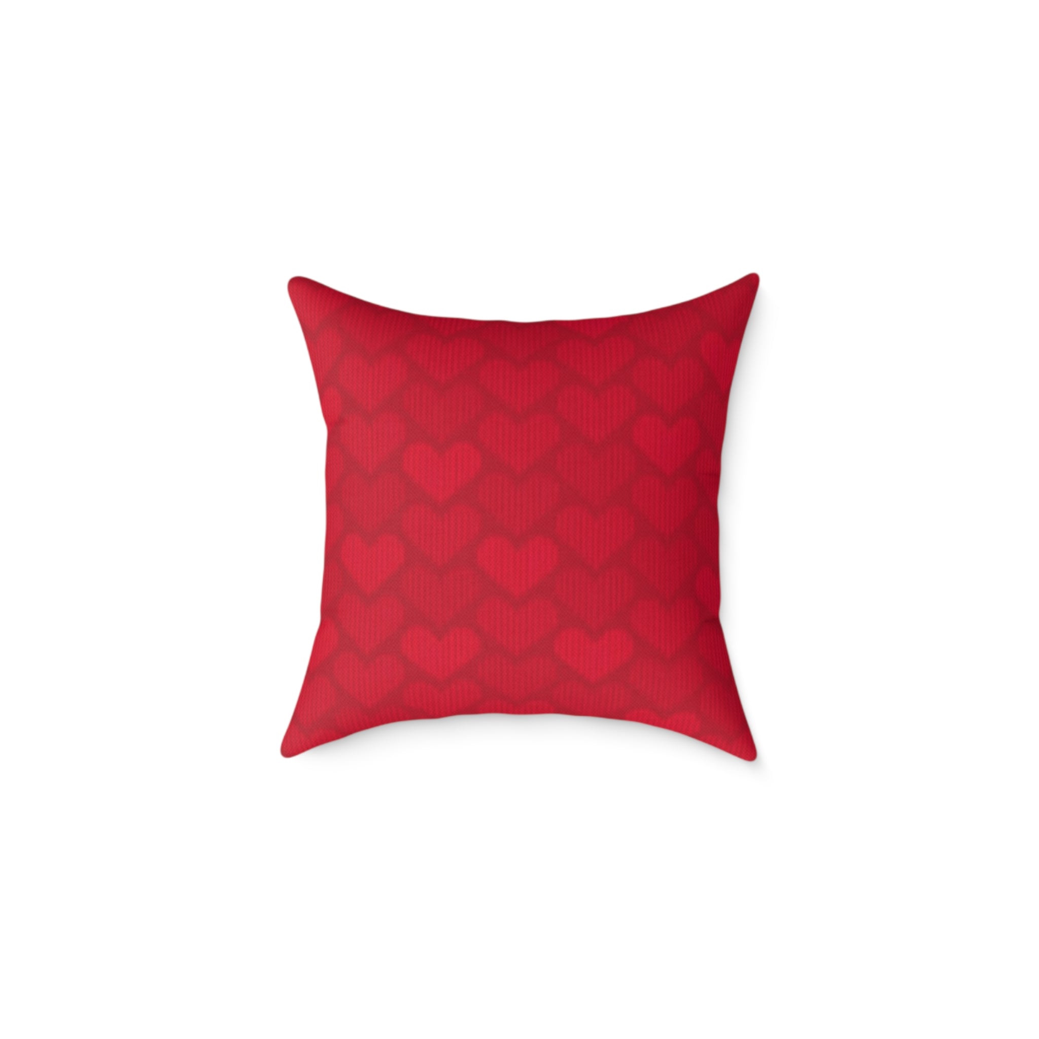 Red Heart Pattern Pillow - Valentine Decorative Square Throw Pillow
