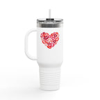 40oz Insulated Travel Mug — Pink Lipstick Kiss Heart Design