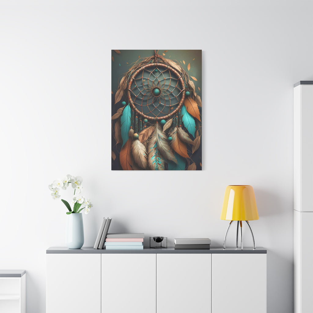 Dreamcatcher Wall Canvas – Boho Feather Art Print