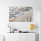 Coastal Serenity Matte Canvas Wall Art — Ocean Waves & Sandy Footprints