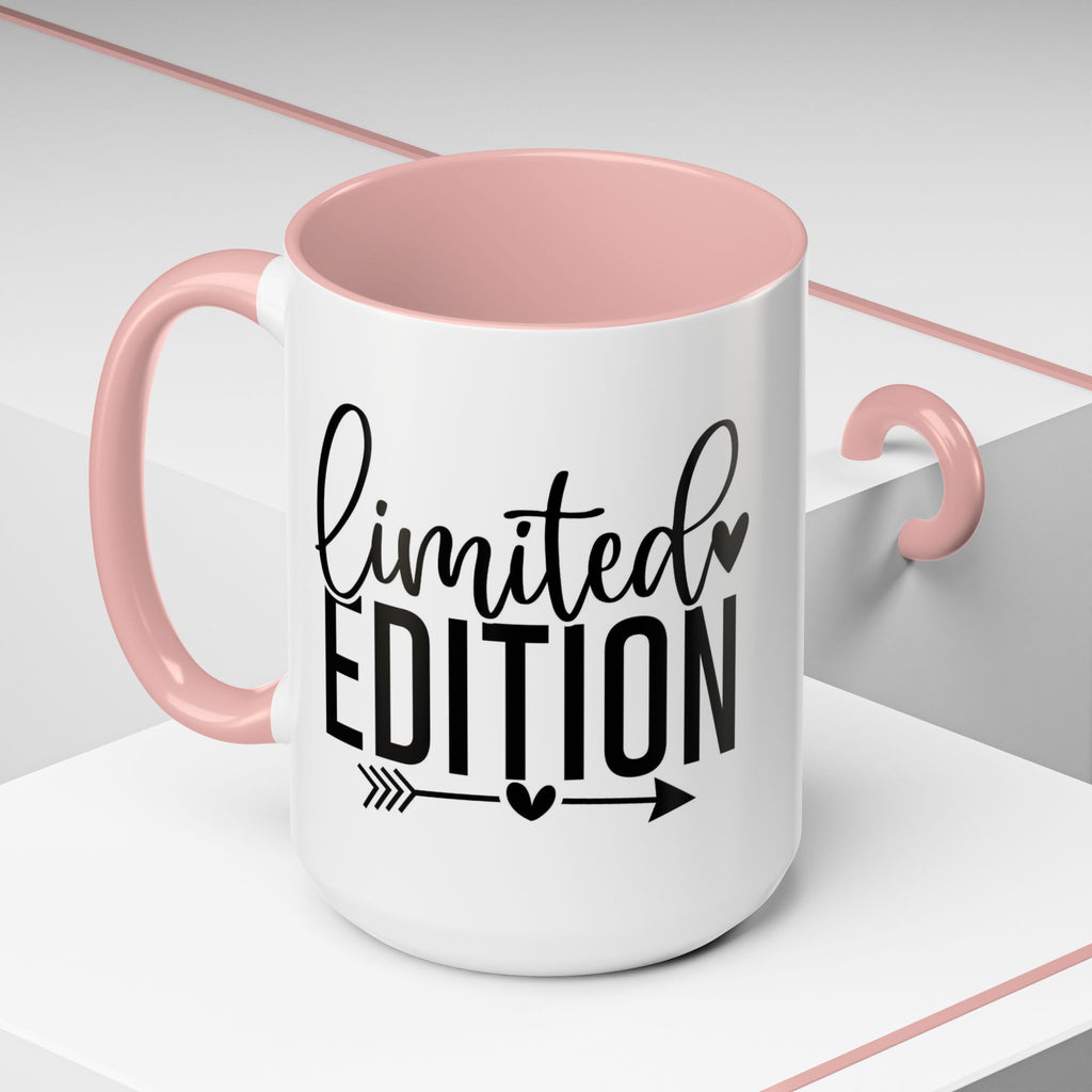 Limited Edition Accent Coffee Mug — Pink Interior, 'Limited Edition' Graphic (11/15oz)