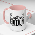 Limited Edition Accent Coffee Mug — Pink Interior, 'Limited Edition' Graphic (11/15oz)