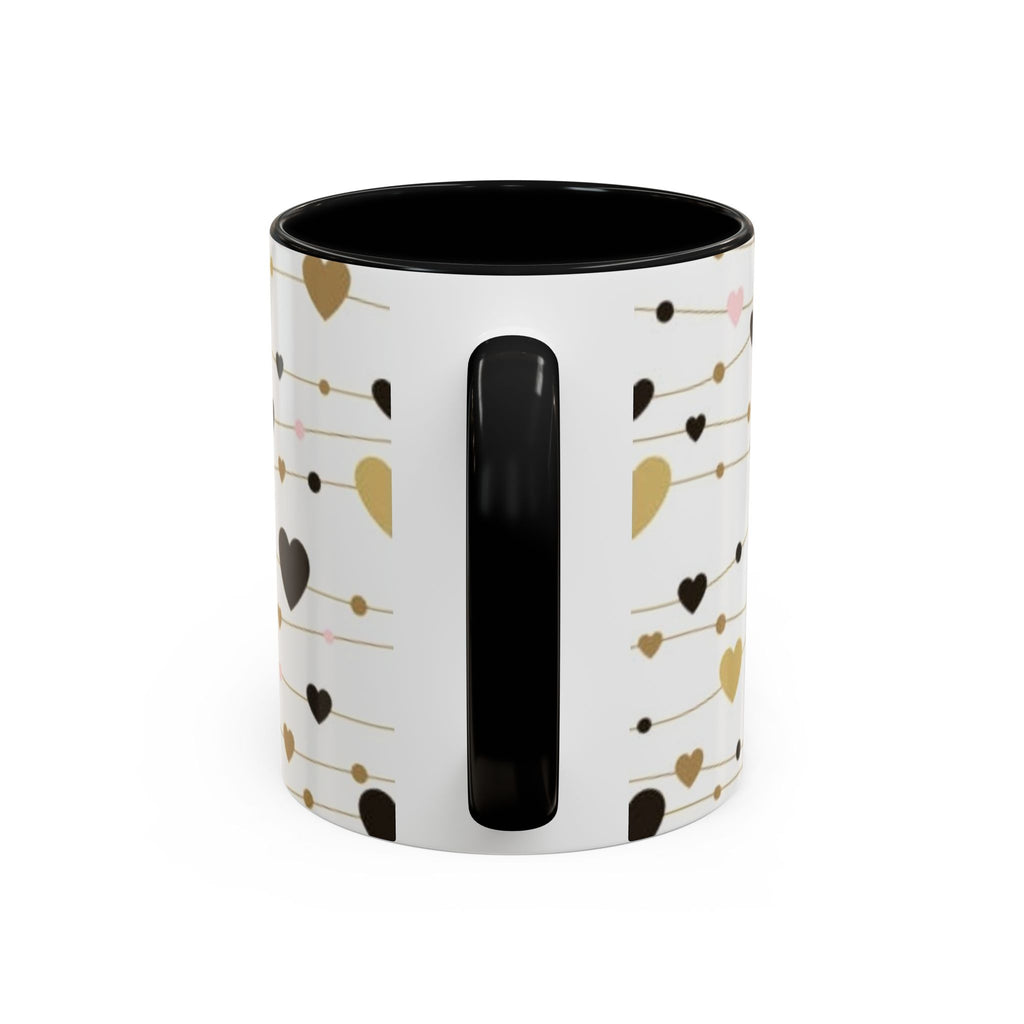 Heart Garland Accent Coffee Mug — Pink & Gold Valentine Ceramic