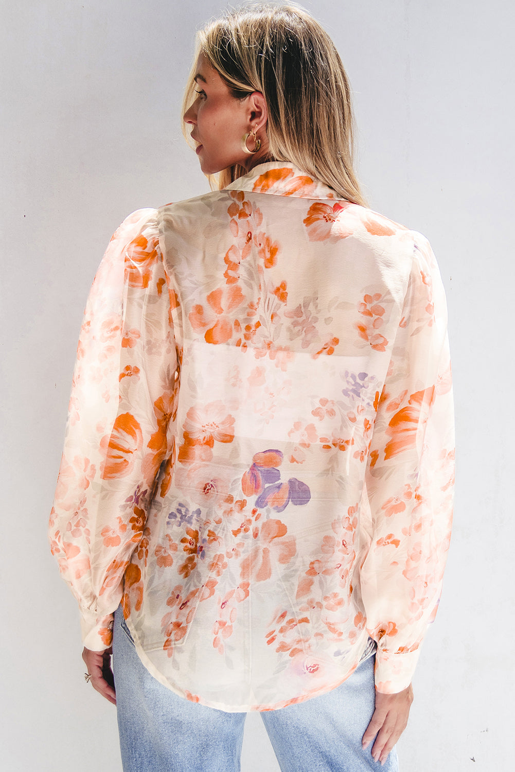 Floral Sheer Long Sleeve Blouse