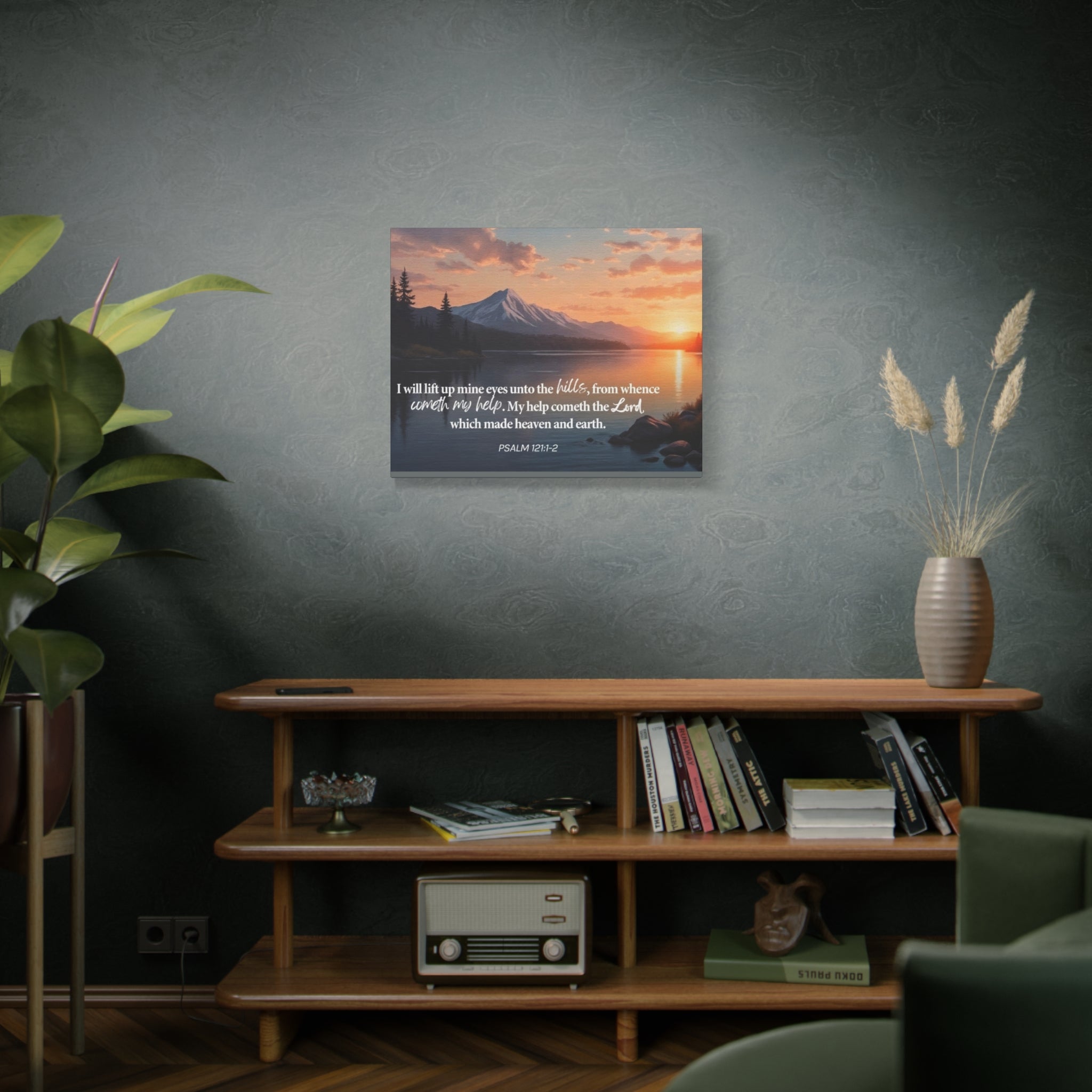Psalm 121 Canvas Wall Art — "I Will Lift Up Mine Eyes unto the Hills" Inspirational Landscape