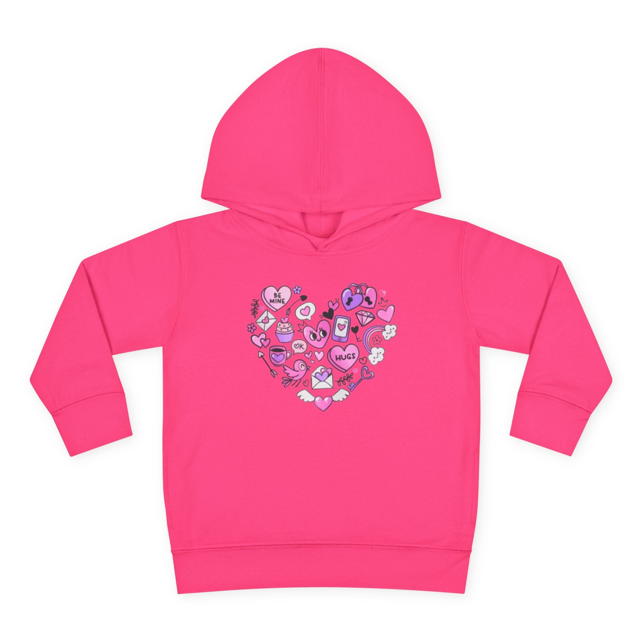 Toddler Heart Doodle Hoodie – Pink Love Icons Pullover