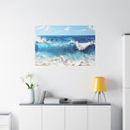Ocean Waves Matte Canvas Wall Art — Blue Seascape Stretched Canvas
