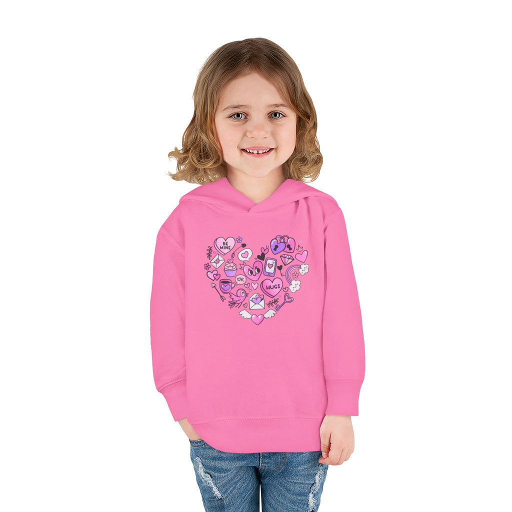 Toddler Heart Doodle Hoodie – Pink Love Icons Pullover