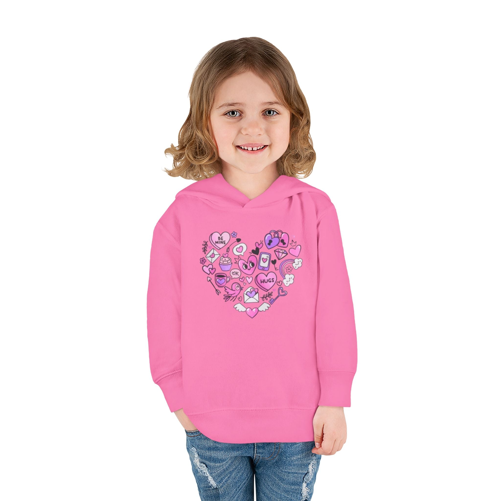 Toddler Heart Doodle Hoodie – Pink Love Icons Pullover