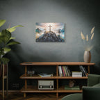 Cross on Mountain Matte Canvas Wall Art — Christian Inspirational Landscape