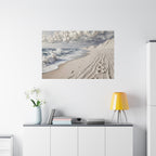 Coastal Serenity Matte Canvas Wall Art — Ocean Waves & Sandy Footprints