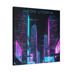 Neon Utopia Cyberpunk Cityscape, Matte Canvas
