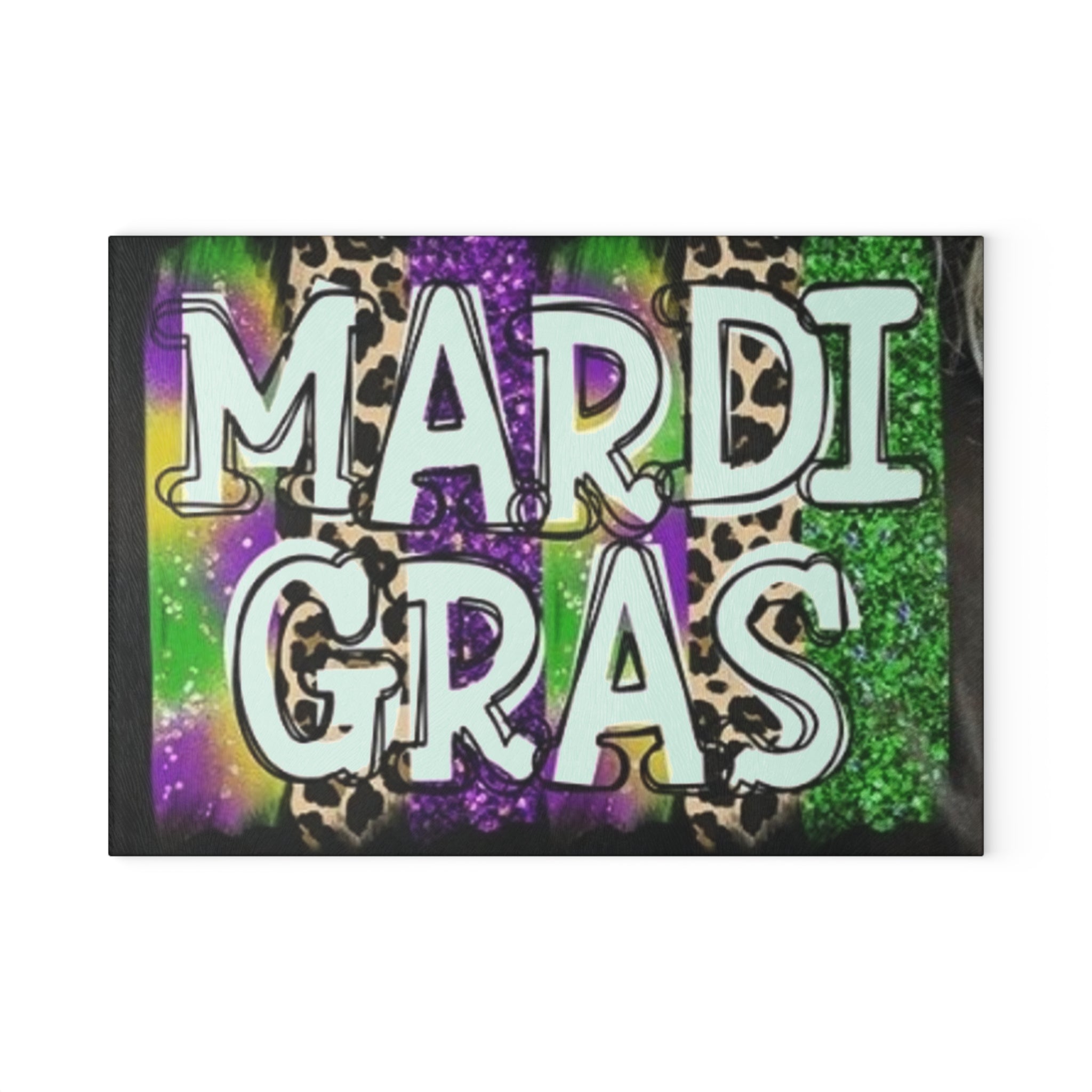 Mardi Gras Glass Cutting Board – Colorful Carnival Kitchen Decor