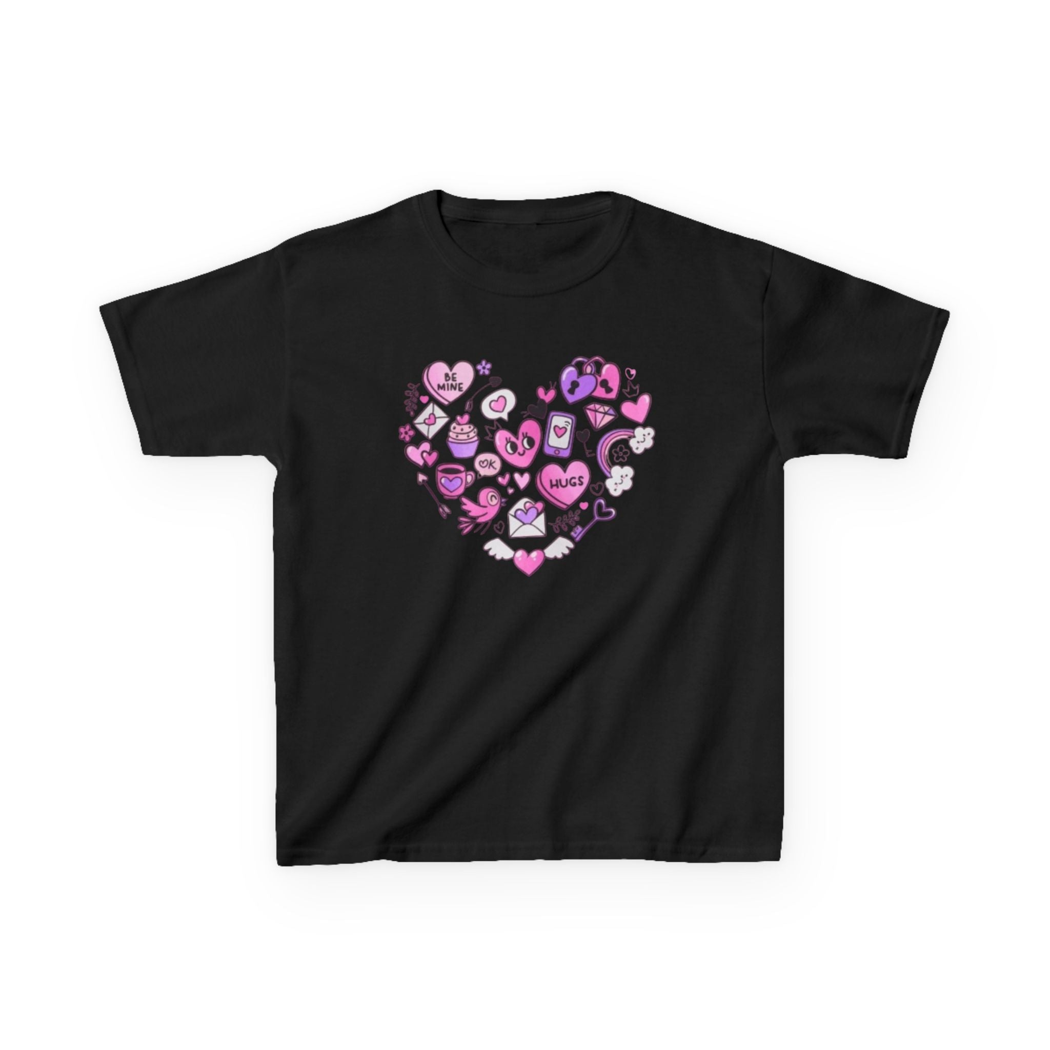 Kids Heart Doodle Tee — Cute Pink Valentine Heart Graphic Shirt