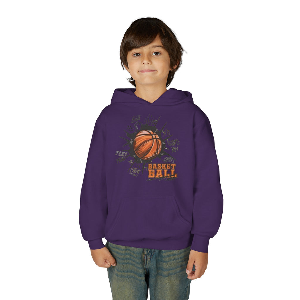 Youth Basketball Hoodie – "Basket Ball" Graphic Pullover for Kids