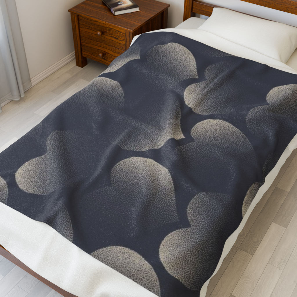 Velveteen Plush Blanket — Cozy Shadow Heart Pattern Throw