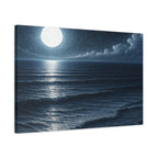 Moonlit Ocean Canvas Wall Art — Serene Night Seascape Matte Stretched Print