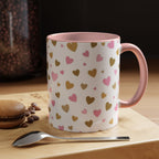 Pink & Gold Heart Accent Coffee Mug — Romantic Valentine’s Tea & Coffee Cup