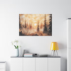 Canvas Wall Art - Misty Pine Forest Sunrise Matte Stretched Canvas