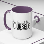 Be Kind To Yourself Accent Coffee Mug — Motivational Self-Care Tea Cup (11/15 oz)