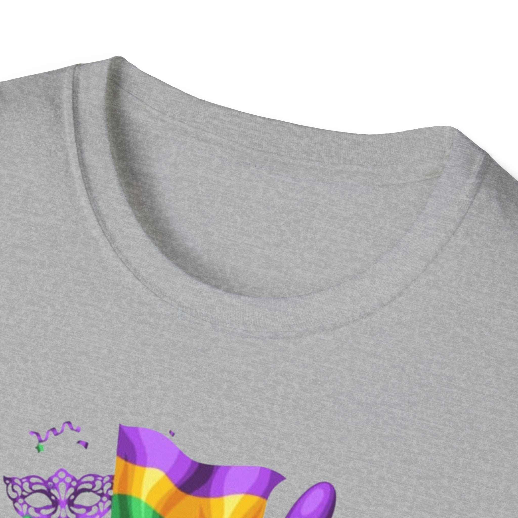 Mardi Gras Carnival T-Shirt — Festive Mask, Beads & Balloon Design