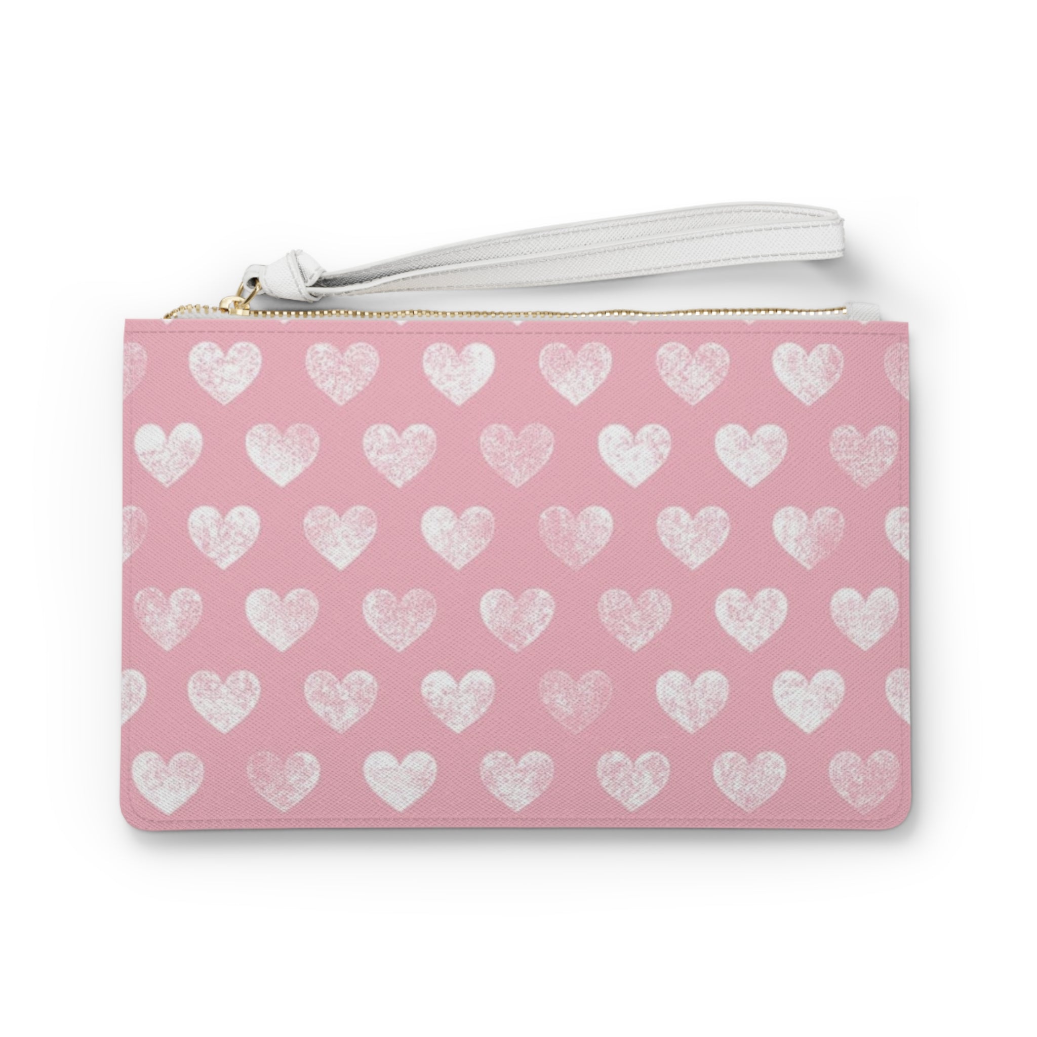 Pink Heart Pattern Clutch Bag — Cute Valentine Wristlet Purse
