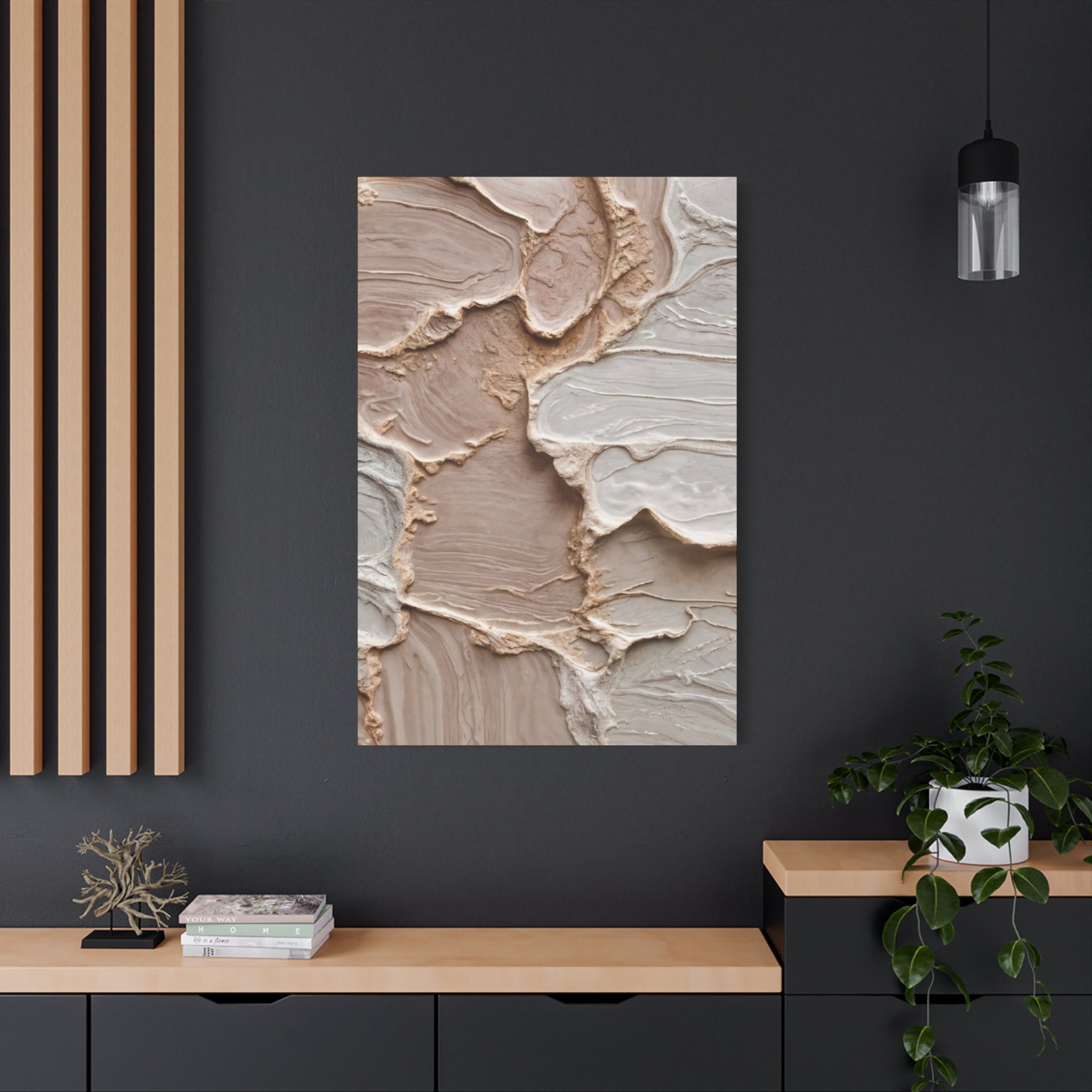 Neutral Textured Abstract Canvas Print — Beige & Cream Wall Art, Matte Stretched 1.25"