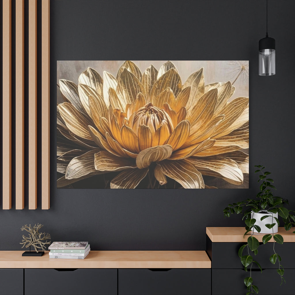 Golden Dahlia Matte Canvas Wall Art — Stretched 1.25"