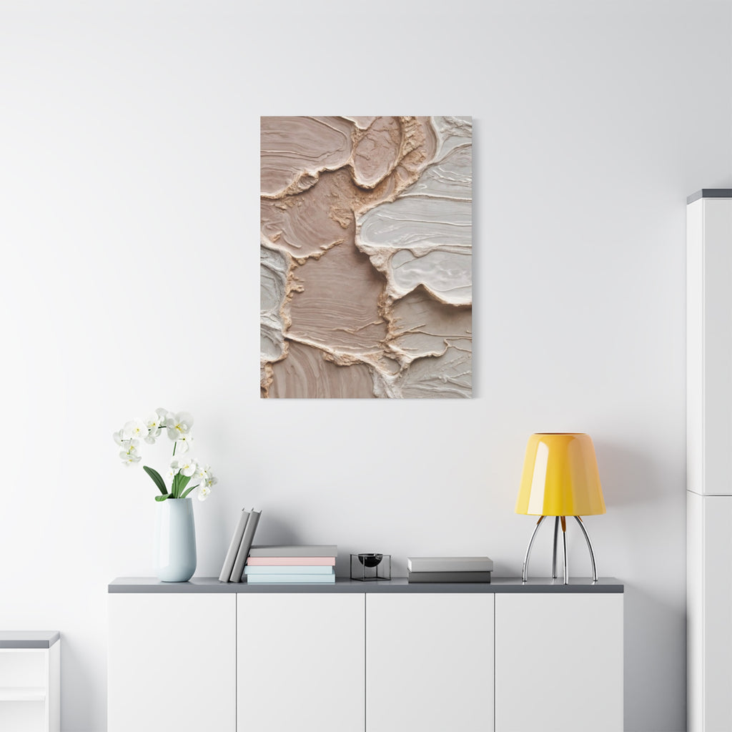 Neutral Textured Abstract Canvas Print — Beige & Cream Wall Art, Matte Stretched 1.25"