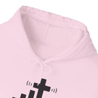 Christian Faith Hoodie — "Get Connected" Signal Bars Cross Design