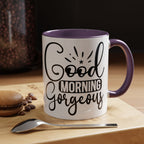 Good Morning Gorgeous Accent Coffee Mug – 11/15oz Pink Interior