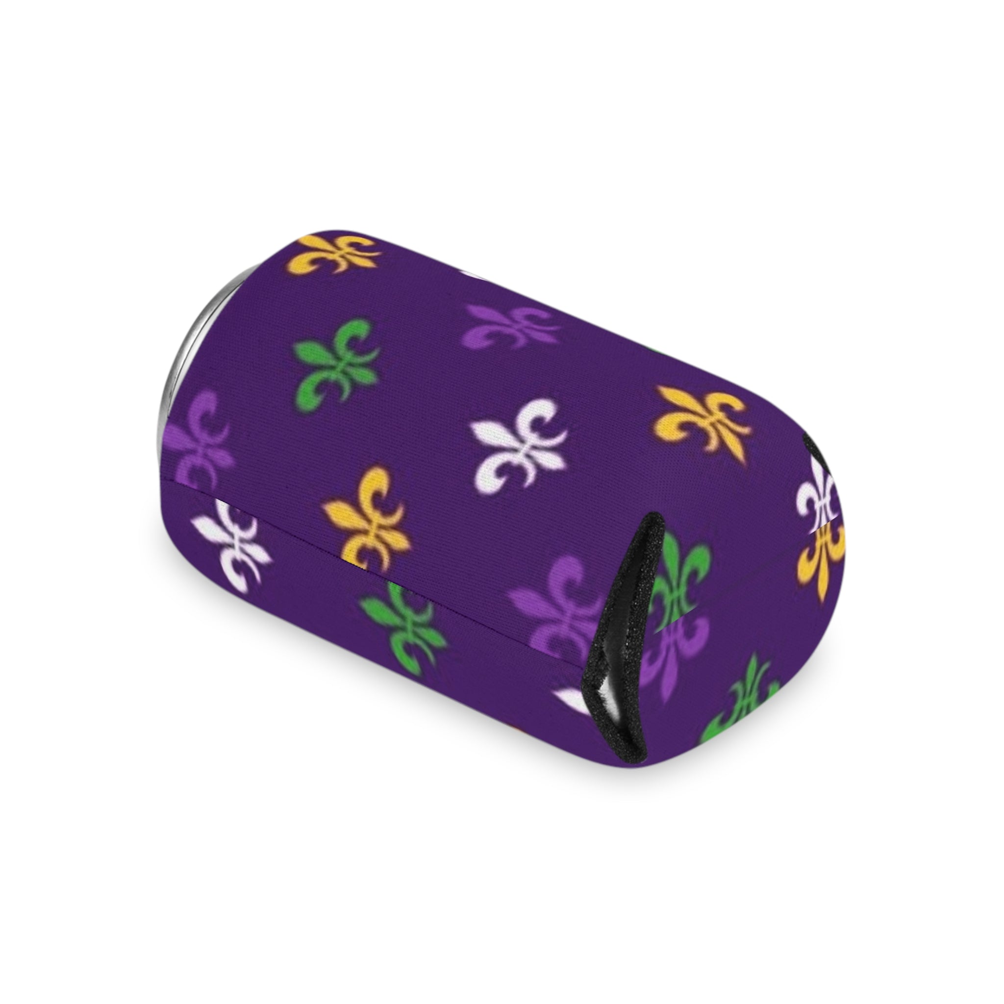 Mardi Gras Fleur-de-Lis Can Cooler – Purple, Green & Gold Party Koozie