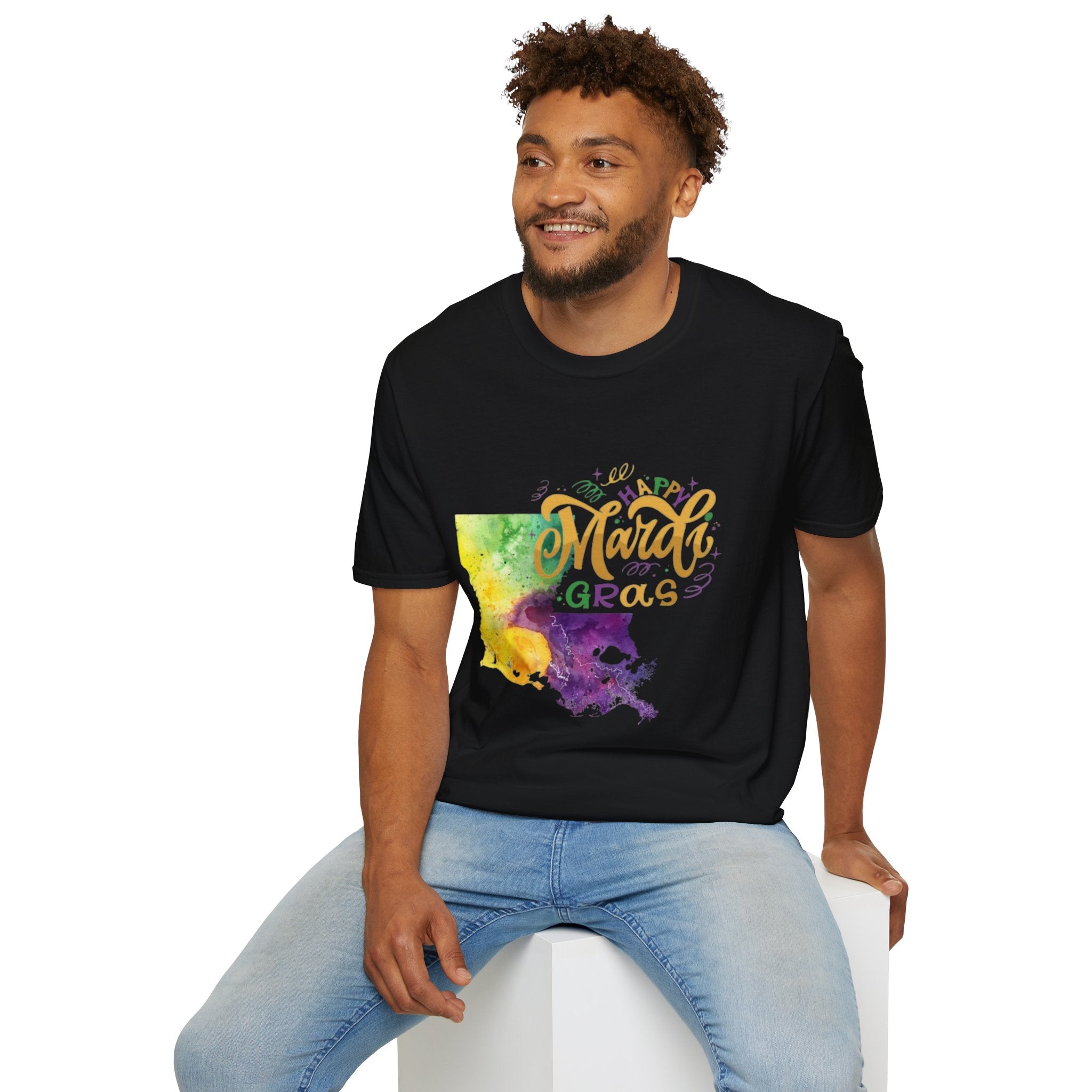 Mardi Gras Louisiana Watercolor T-Shirt — Happy Mardi Gras Celebration Tee