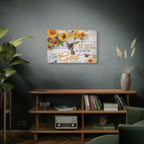 Be Still & Know I Am God Canvas Wall Art — Sunflowers & Hummingbird Psalm 46:10