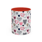 Heart Pattern Accent Coffee Mug — Pink & Navy Love Design (11/15 oz)