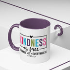 Kindness Is Free Accent Coffee Mug — Inspirational Pink Interior 11/15oz