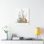 Home Sweet Home Canvas Wall Art — Pastel Vases Still Life Matte Stretched Canvas