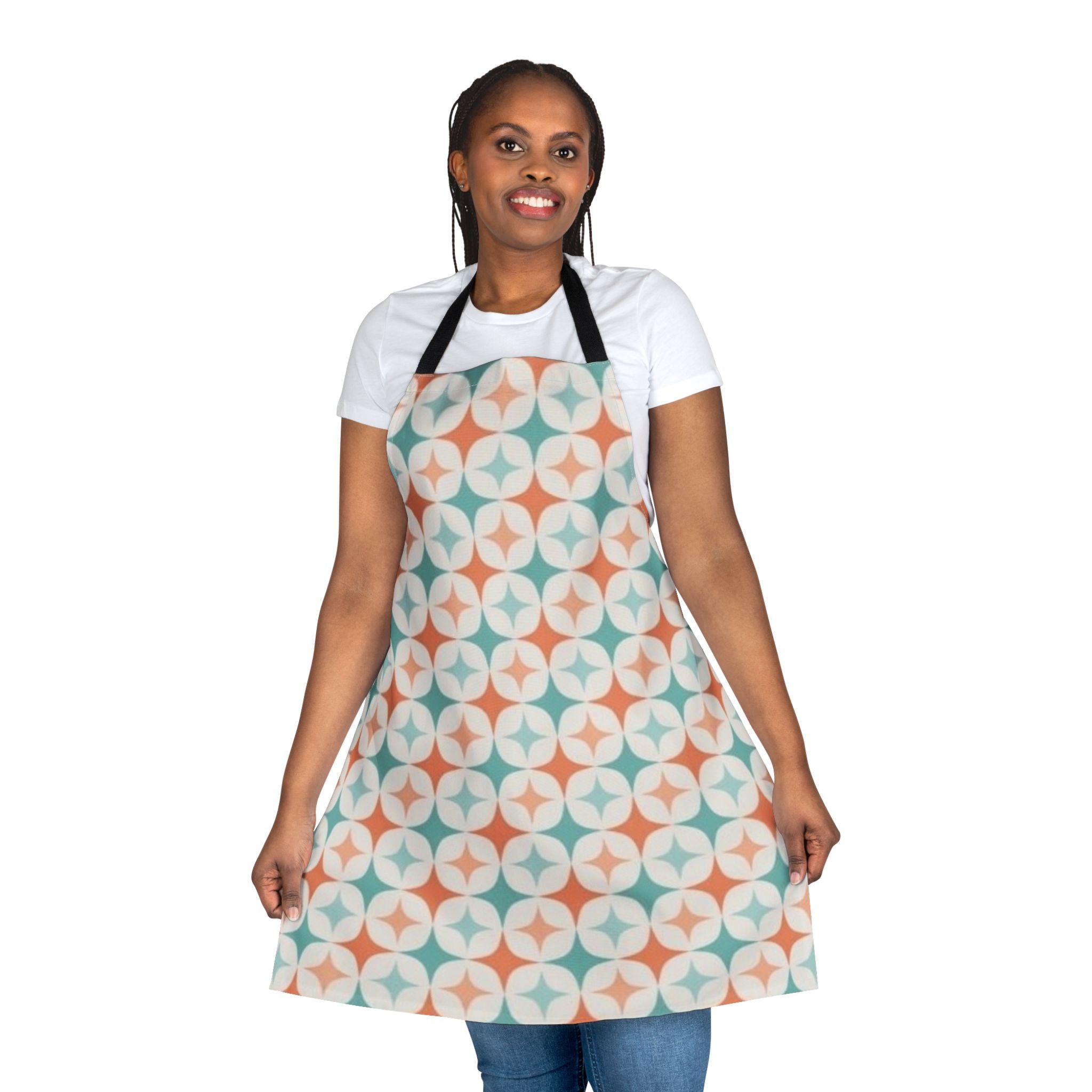 Retro Starburst Pattern Apron — Mid-Century Modern Kitchen Gift