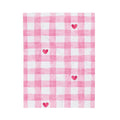 Pink Gingham Heart Velveteen Plush Blanket — Cozy Valentine's Throw