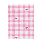 Pink Gingham Heart Velveteen Plush Blanket — Cozy Valentine's Throw