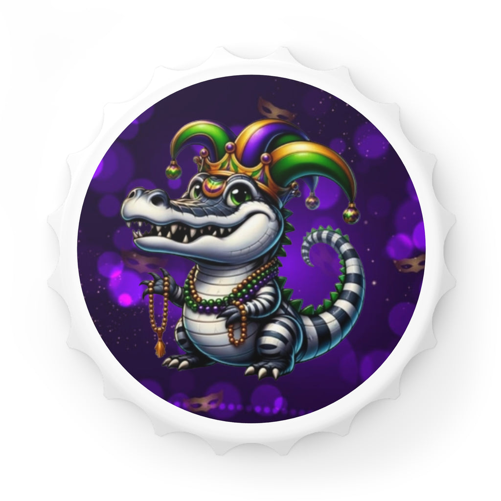 Mardi Gras Gator Bottle Opener — Jester Alligator Bead Party Design
