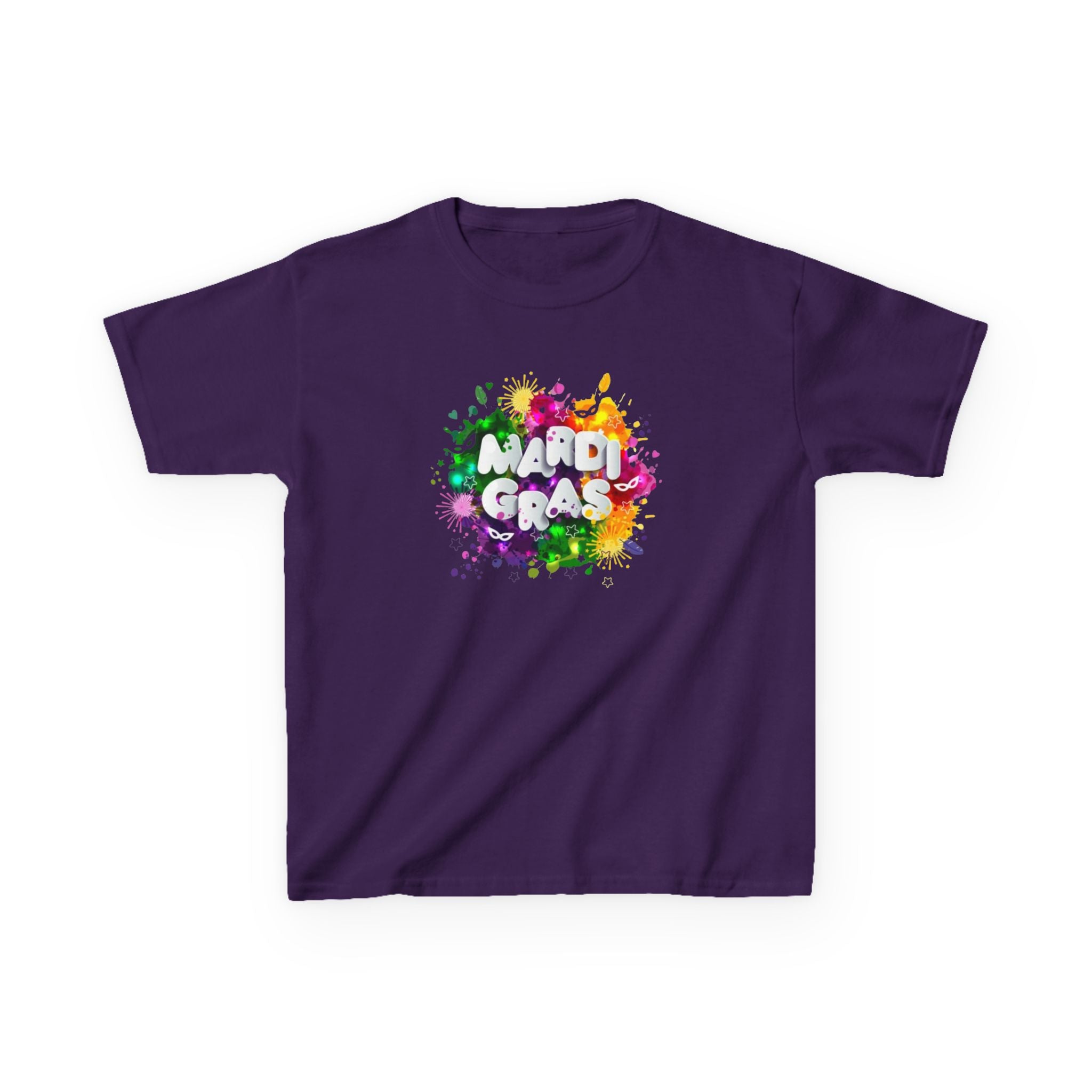 Mardi Gras Kids T‑Shirt — Colorful Paint Splash Design