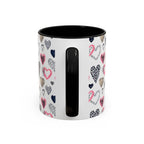 Heart Pattern Accent Coffee Mug — Pink & Navy Love Design (11/15 oz)