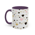 Heart Garland Accent Coffee Mug — Pink & Gold Valentine Ceramic