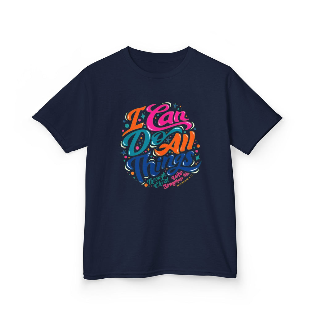 Kids T‑Shirt — "I Can Do All Things" Inspirational Rainbow Tee