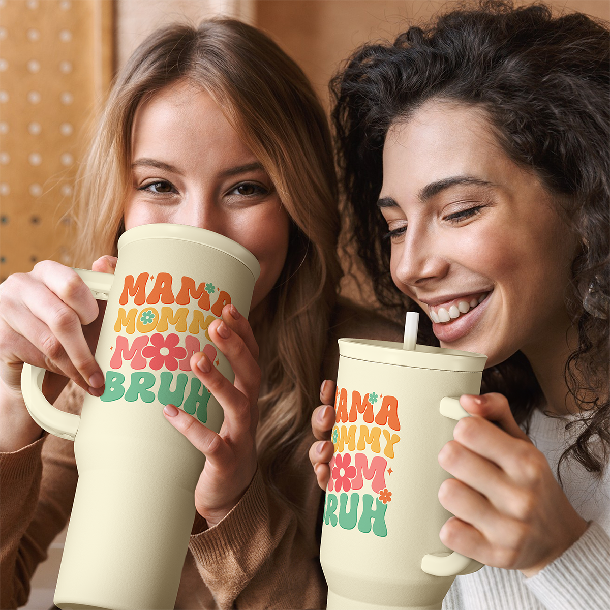 Mom Tumbler with Handle 40oz, Mama Mommy Mom Bruh Cup Stainless Steel Insulated Tumblers Coffee Travel Mugs, Gifts for Moms from Daughter Son, Best Mother Gift for Birthday Christmas Mothers Day