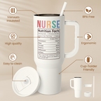 Nurse Tumbler with Handle 40oz, Stainless Steel Tumblers Coffee Travel Mug Cups with Straw, Nurse Appreciation Gifts for Women Female Nurses, Nursing Gift for Birthday Christmas Nurse Week