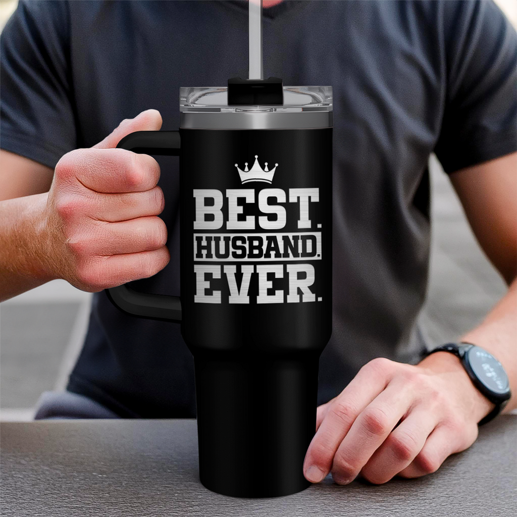 Best Husband Ever Gifts, Husbands Tumbler with Handle 40oz Stainless Steel Insulated with Straw Lid, Gifts for Hubby from Wife, Presents for Husband Valentines Day Birthday Christmas Wedding Anniversary